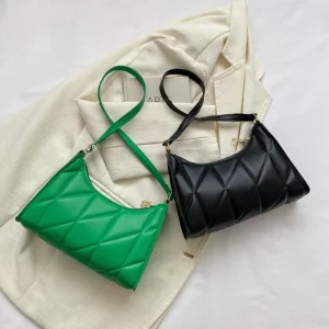 Black PU Leather Shoulder Bag Retro Solid Color Casual Female Hobos Handbags Women's Fashion Handbags