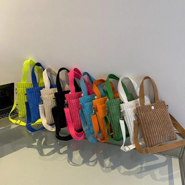 Spring Summer Woman Corduroy Bucket Bag New Fashion - Image 3